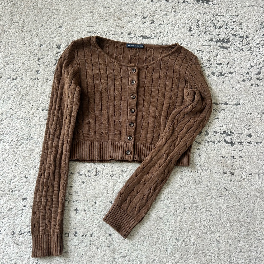 Brandy Melville Brown Cable Knit Sweater